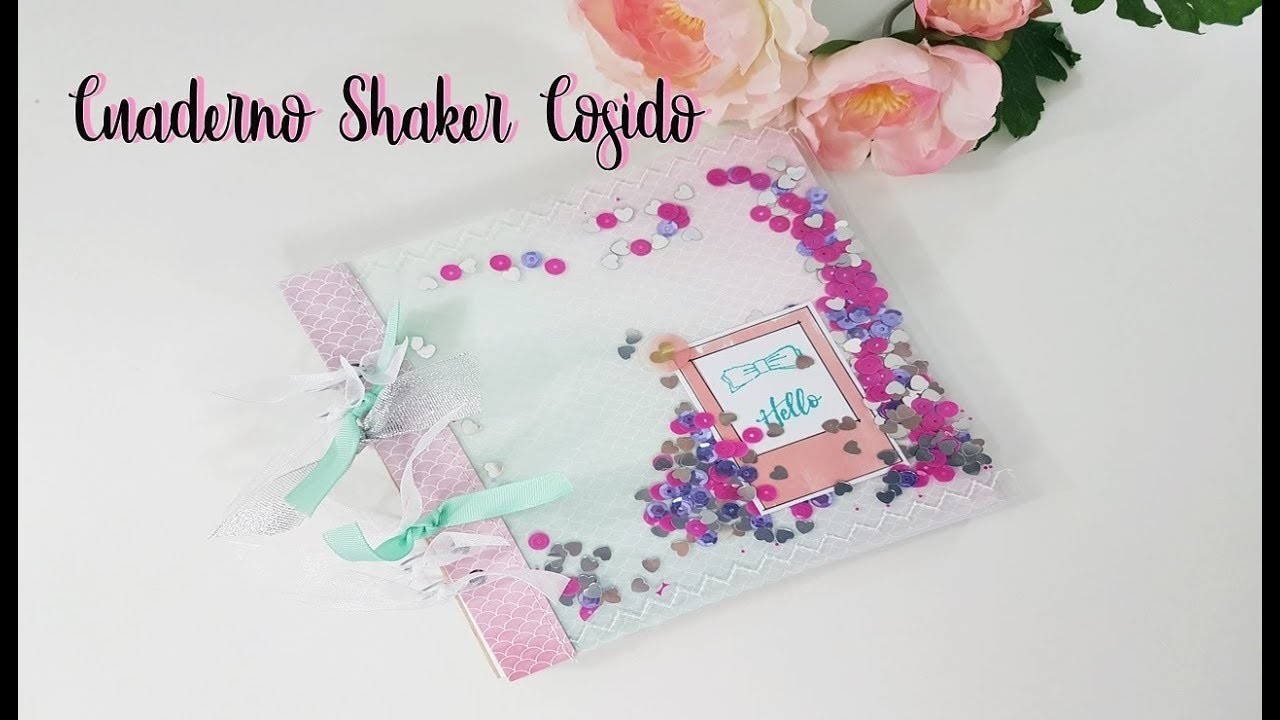 CUADERNO CON PORTADA SHAKER COSIDA ♥ Tutorial  Scrapbooking