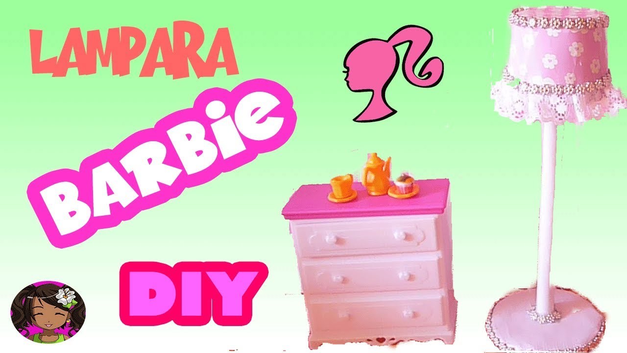 DIY | Como hacer lámpara para tus muñecas Barbie muy facil. Manualidades para muñecas Barbie