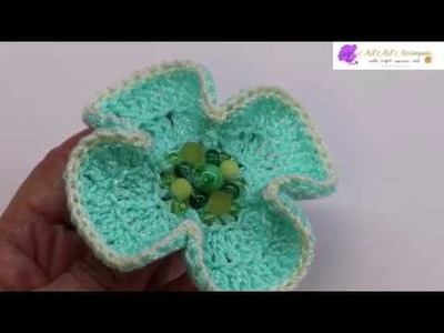Flor # 22 Crochet dos Colores cuatro Pétalos