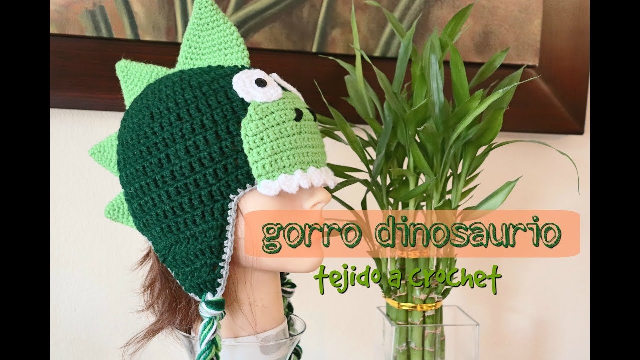 Gorro Dinosaurio Tejido a Crochet.Ganchillo