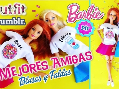 Haz ROPA para MUÑECAS Barbie de MEJORES AMIGAS BFF muy FÁCIL! Ropa tumblr SIN COSER para MUÑECAS