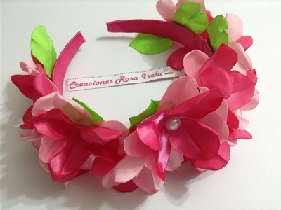 Hermosa diadema primaveral  de flores VIDEO No.558 creaciones rosa isela