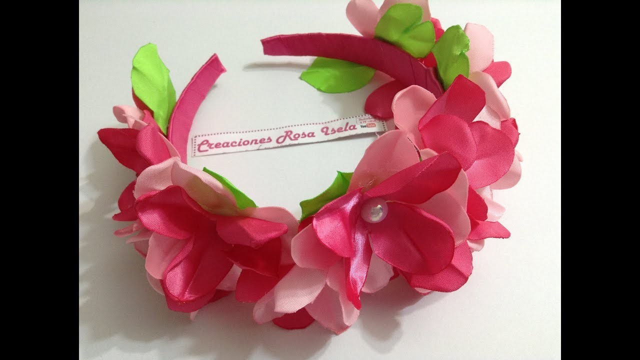 Hermosa diadema primaveral  de flores VIDEO No.558 creaciones rosa isela