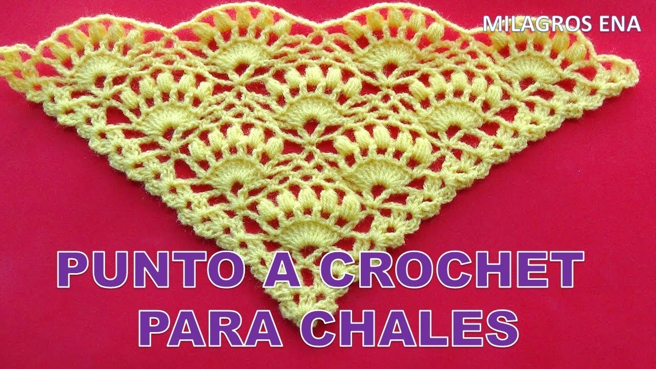Punto a crochet Piñas combinado con puntos garbanzos para CHALES TRIANGULARES o en punta