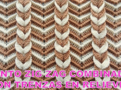 Punto a Crochet Trenzas en Relieves combinado con punto Zig Zag para Cobijas de Bebe