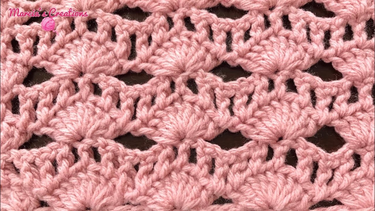 TEJIDOS A CROCHET: Puntada Conchas Reales. HOW TO CROCHET: Real Shells