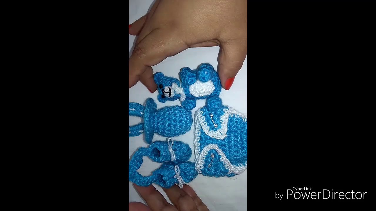 #1de5 Set de 4 figuras en crochet para baby shower