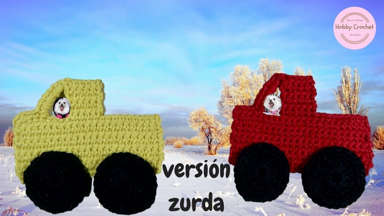 Aplique a crochet (camión) paso a paso  (versión zurda)