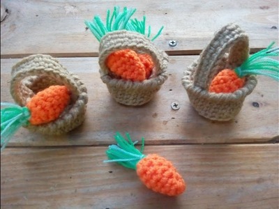 Canasta con zanahorias tejidas a crochet " Especia