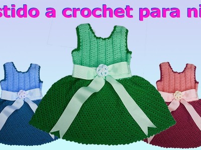 Como hacer Vestido de niña a crochet  talla 4 a 6 años - how to make dress for crochet girl