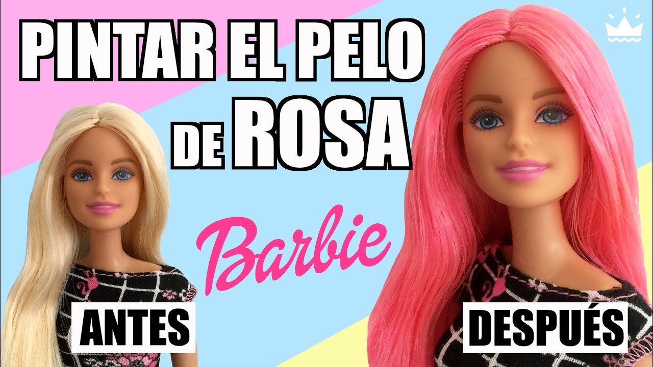 Cómo Pintar el Pelo de Barbie de Rosa. Cambio de Look Kim Kardashian. Teñir Cabello