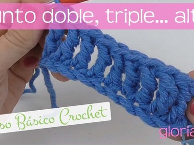 Curso básico crochet: punto doble, triple, cuádruple. alto o vareta. Triple crochet stitch