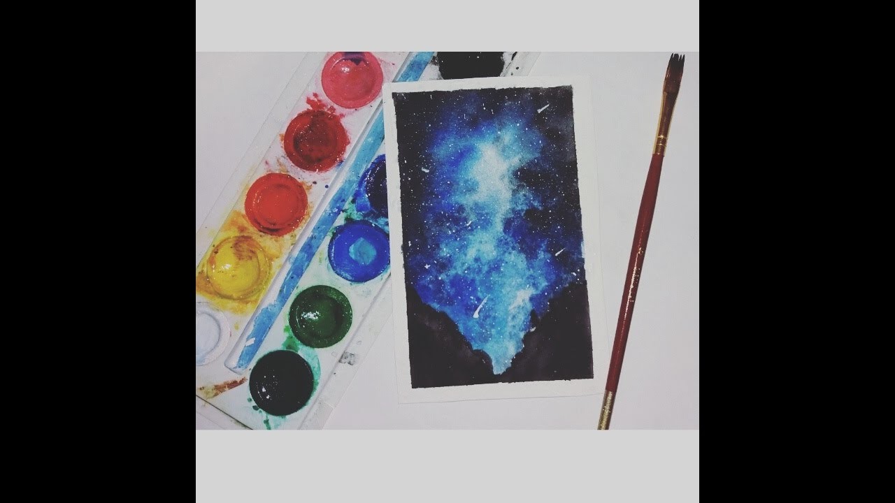 Dibujar un Universo con acuarelas tutorial.How to draw universe.Watercolor Starry Night Sky