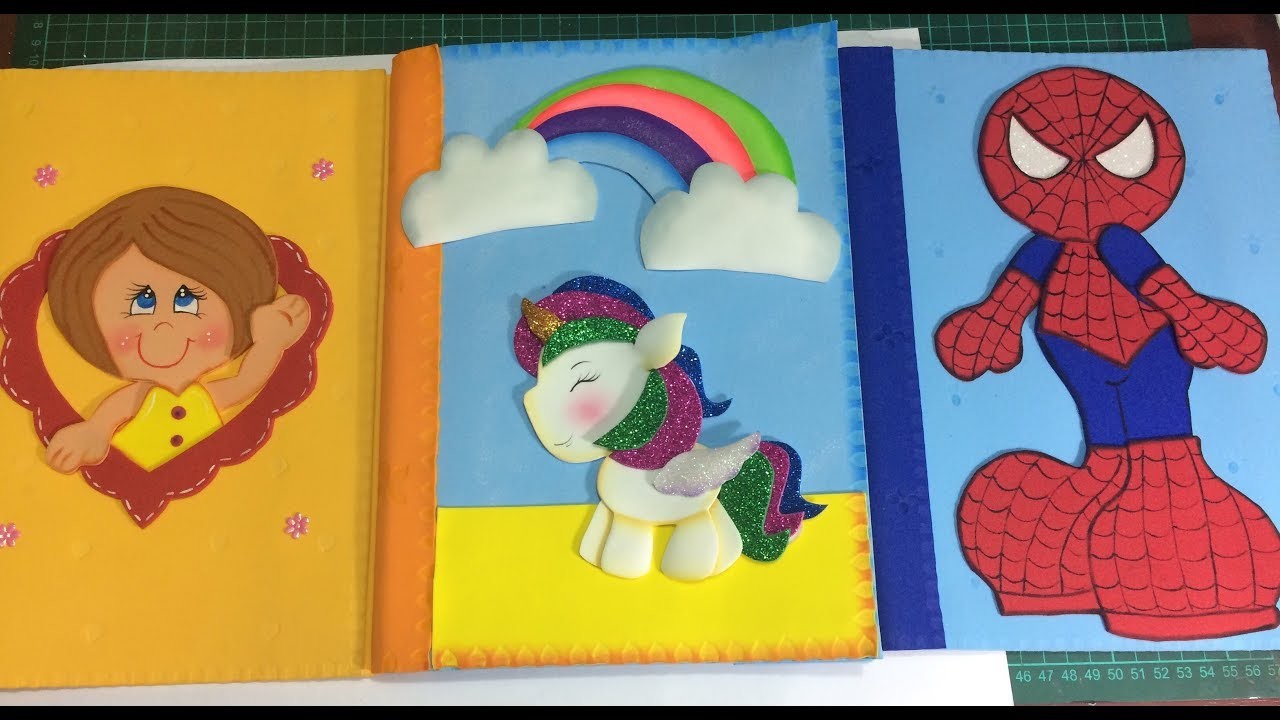 Forro carpeta unicornio paso a paso - Craft DIY manualidad escuela en foamy.goma eva.microporoso