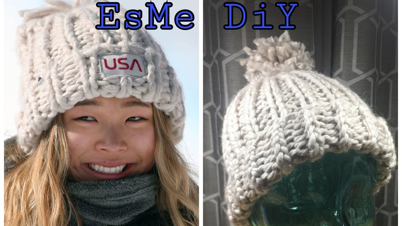 Gorro a crochet inspirado  en las olimpiadas de invierno ( snow board USA team)