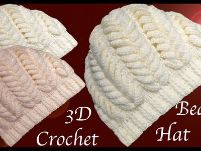 Gorro a Crochet punto hojas espigadas en 3D paso a paso tejido tallermanualperu