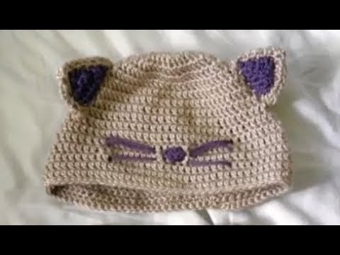 Gorro de gato tejido a crochet