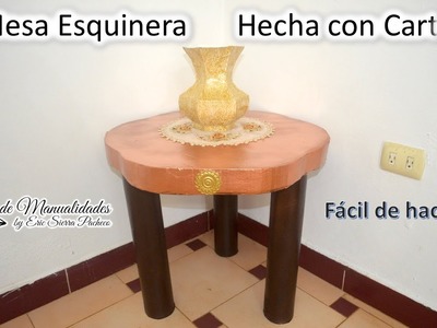 Mesa Rinconera. Hecha con cartón. DIY. Corner Table, Made with cardboard.