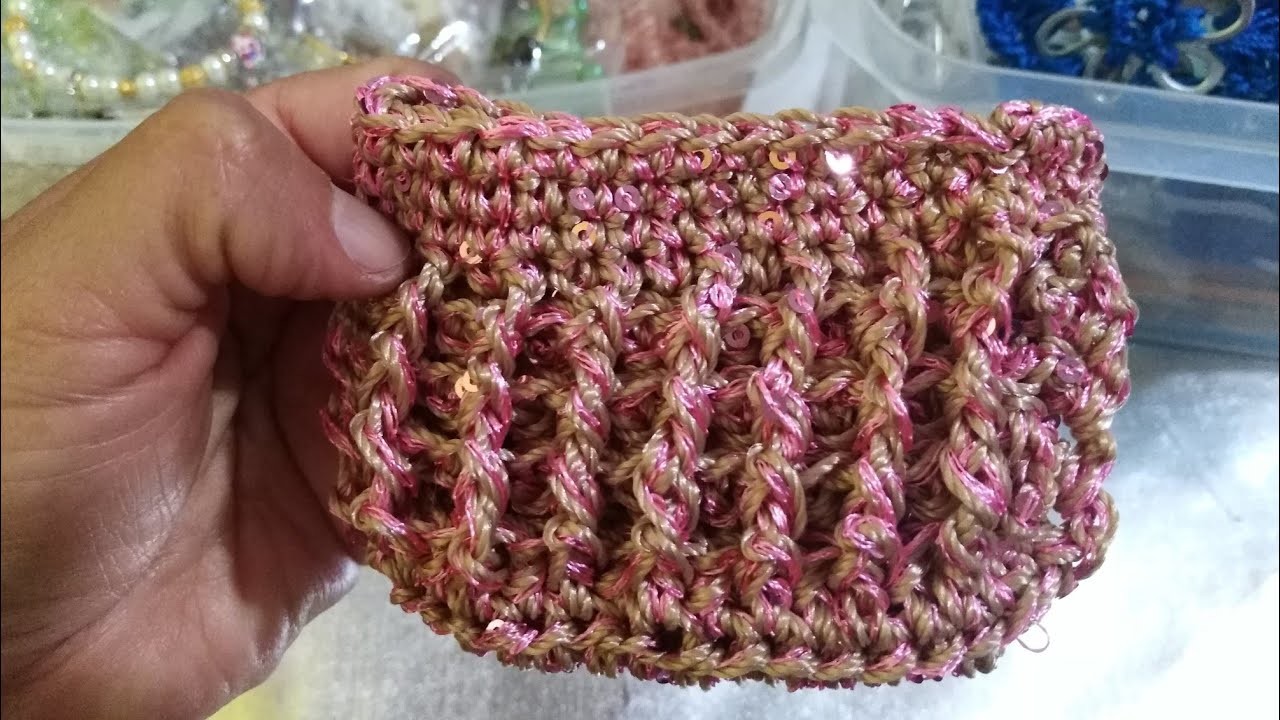Monedero Tejido a Crochet En Punto Resorte Falso