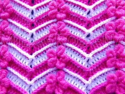 Punto a crochet FLORES ROCOCO combinado con puntos ZIG ZAG para Suéteres y bufandas