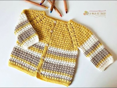 SAQUITO a crochet para bebe  de 3 a 6 meses -La Magia del Crochet-