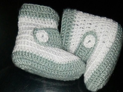 Botas para bebé de 0-3 Meses tejida a crochet 2° parte.