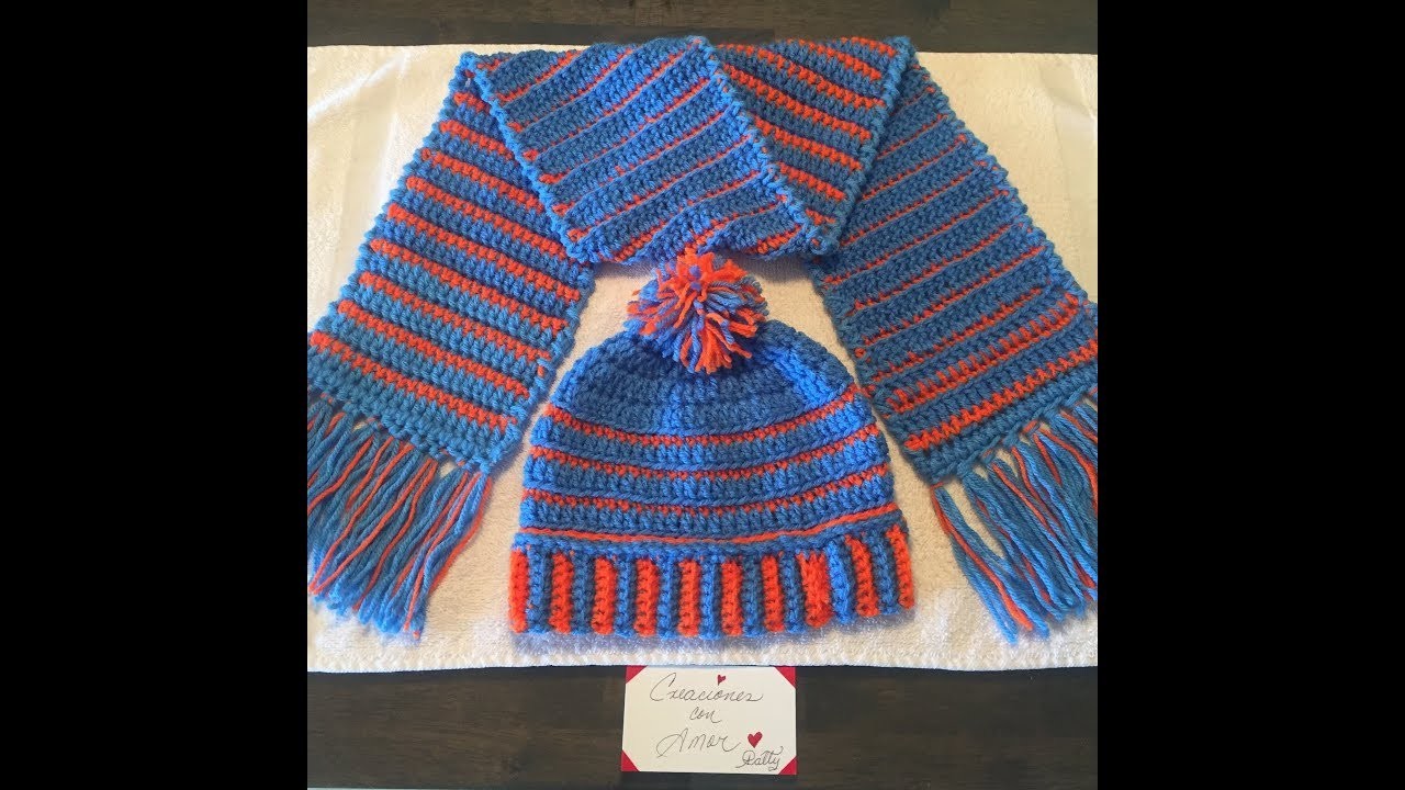 Bufanda de 2 vistas para nino o adulto a crochet.scarf reversible for boy or man