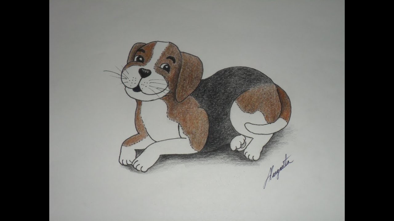 Como Dibujar un Perro en Caricatura. Perro Beagle. Dibujo dedicado a los niños.Dibujo infantil.