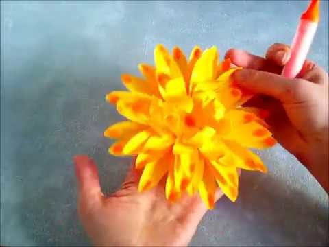Cómo hacer una flor dalia de papel.  Manualidades infantiles fáciles y rápidas