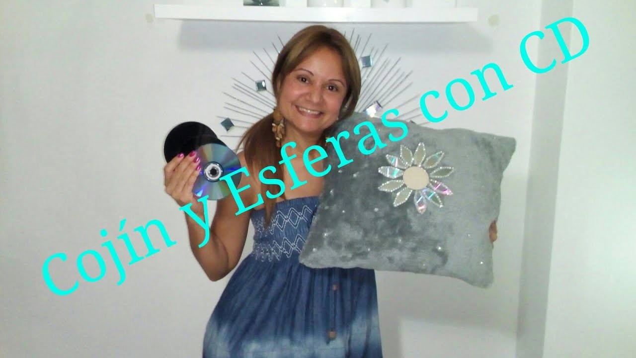 DIY Cojín y esferas decorativas, reciclando CD