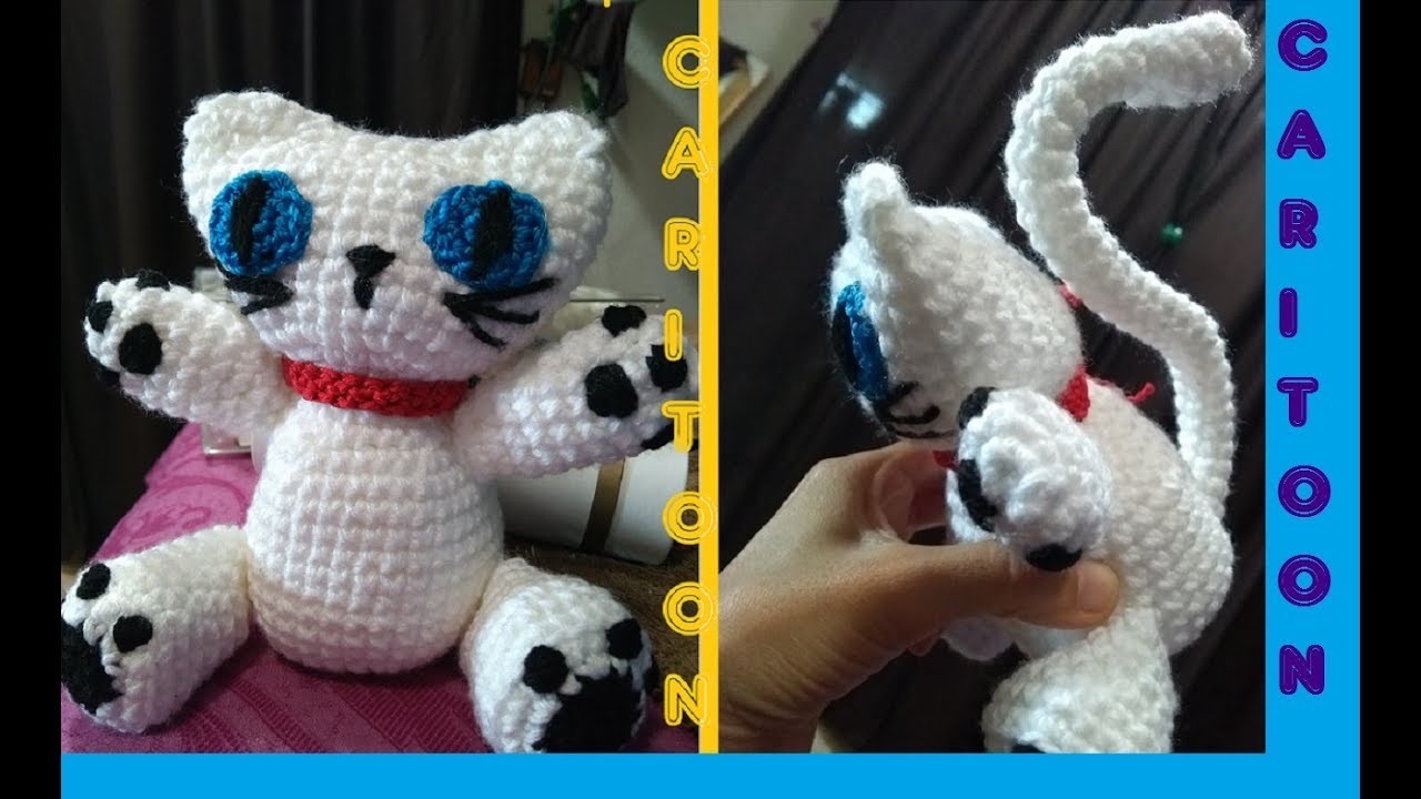 Gatito "Hug me" Amigurumi ????(Crochet) 3a Pte. Colita y extremidades.Caritoon