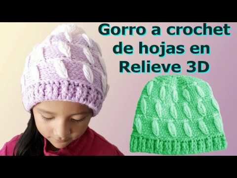 ???? Gorro a crochet paso a paso, facil y rapido punto fantasia en 3D