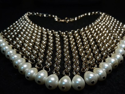 Hermoso y Fácil Collar de Perlas y Cadena. Clase #92!!!