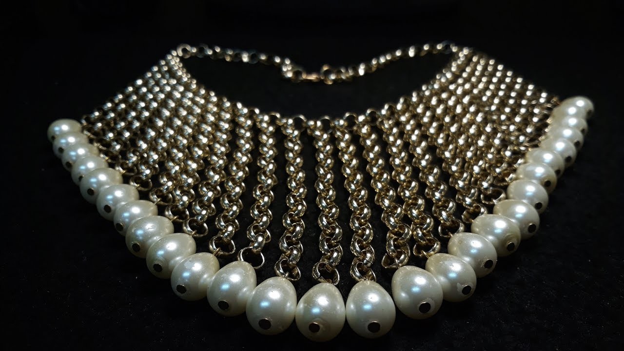 Hermoso y Fácil Collar de Perlas y Cadena. Clase #92!!!