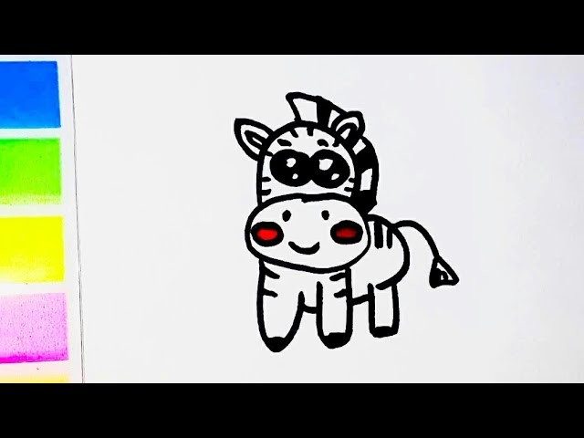How to draw a cute zebra. Como pintar un cebra. Как нарисовать сделать зебру.