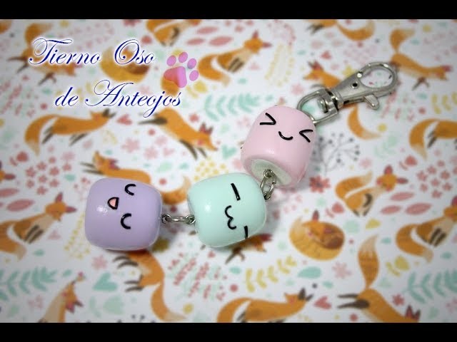 Tutorial marshmallow key chain Polymer Clay. Cold Porcelain. Air dry clay