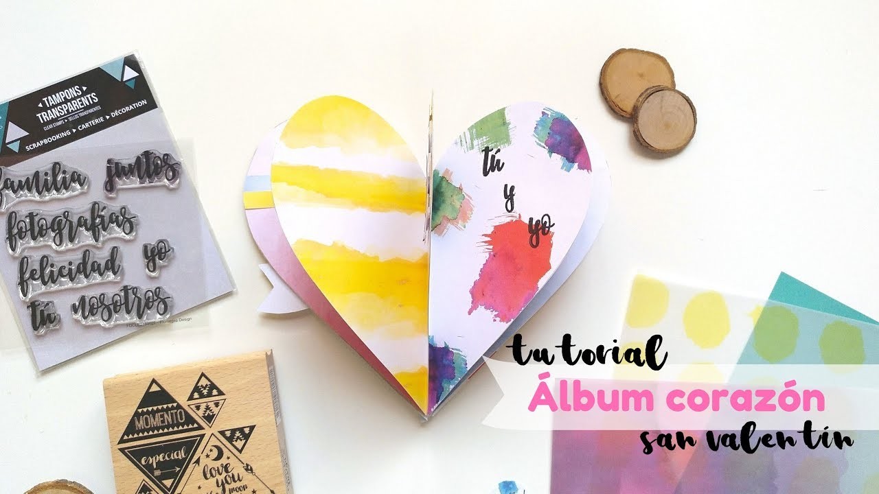 Tutorial mini álbum scrapbooking con forma de corazón para San Valentín | Scrapeando con Rocío