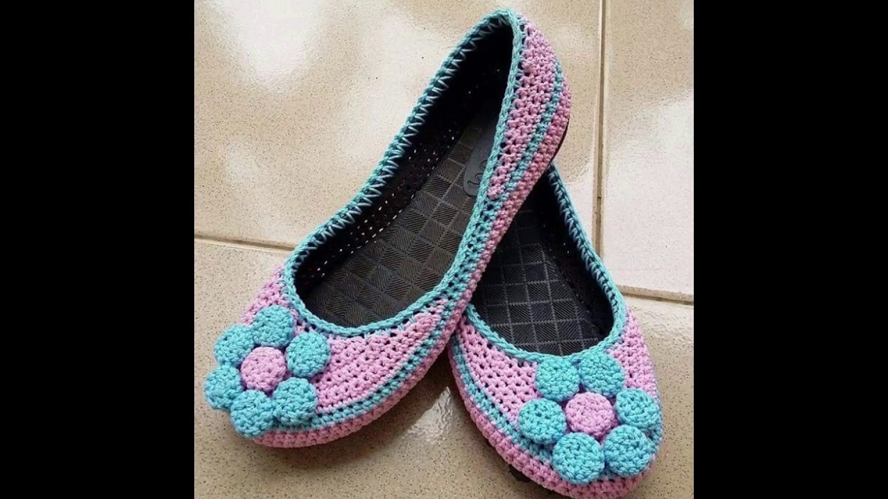 Zapatos de mujer tejidos en crochet ganchillo