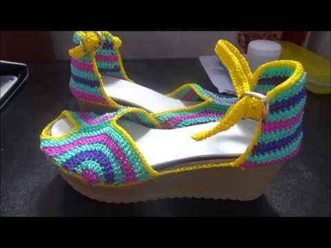 Zapatos tejidos a Crochet mod  Katy parte 2