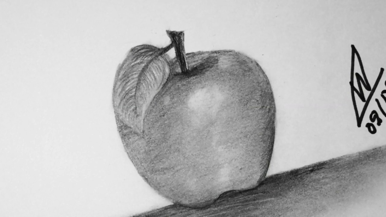 Aprende como dibujar una manzana con lapices.Paso a paso.Principiantes