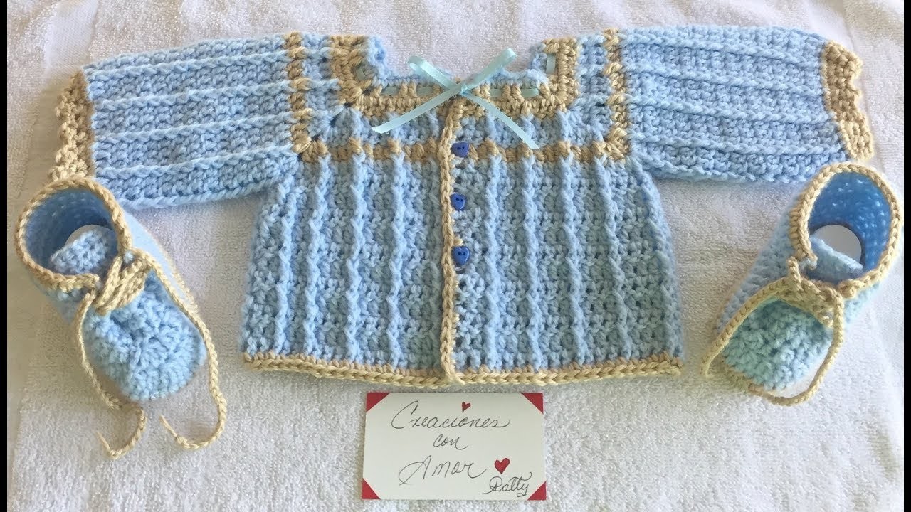 Chambrita a crochet 1 de 2 videos, y es para bebes de 0-6 meses. Baby boy outfit crocheted