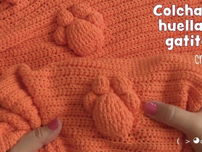 Colcha con huellas de gato 3D tejida a crochet para CATLOVERS ????. Tejiendo Perú