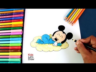 Cómo dibujar a Bebé Mickey Mouse durmiendo | How to draw Baby Mickey Mouse Sleeping