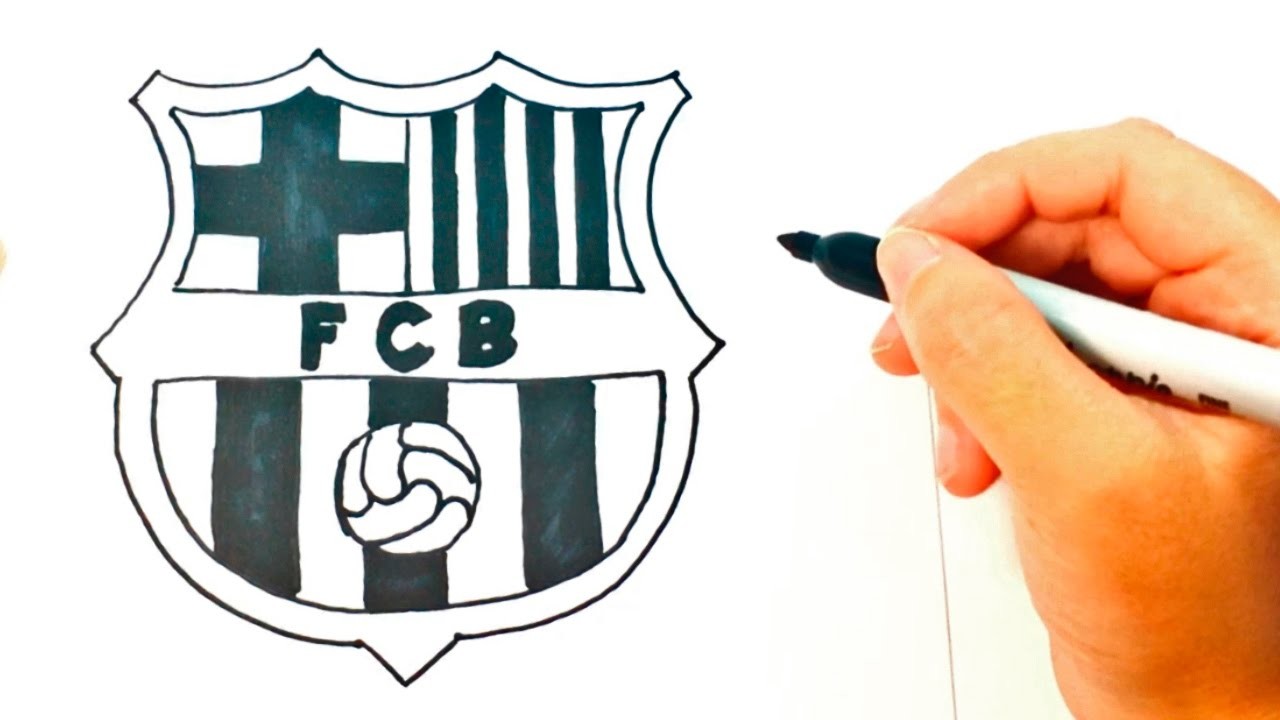 Cómo dibujar el Escudo del Barcelona paso a paso | Dibujo fácil del Escudo del FCBarcelona