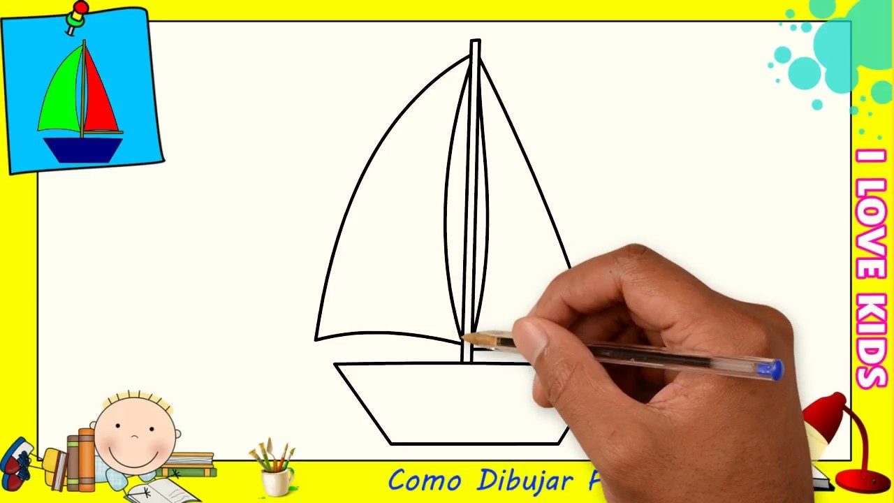Como dibujar un barco FACIL paso a paso para niños y principiantes 1