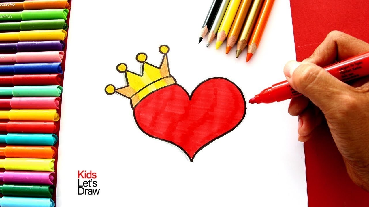 Cómo dibujar un Corazón con Corona | How to draw a Heart with a Crown
