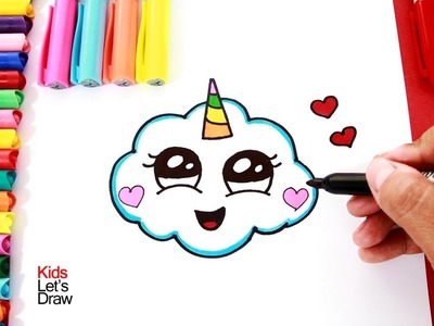 Cómo dibujar una NUBE UNICORNIO | How to draw a cute unicorn cloud - 2
