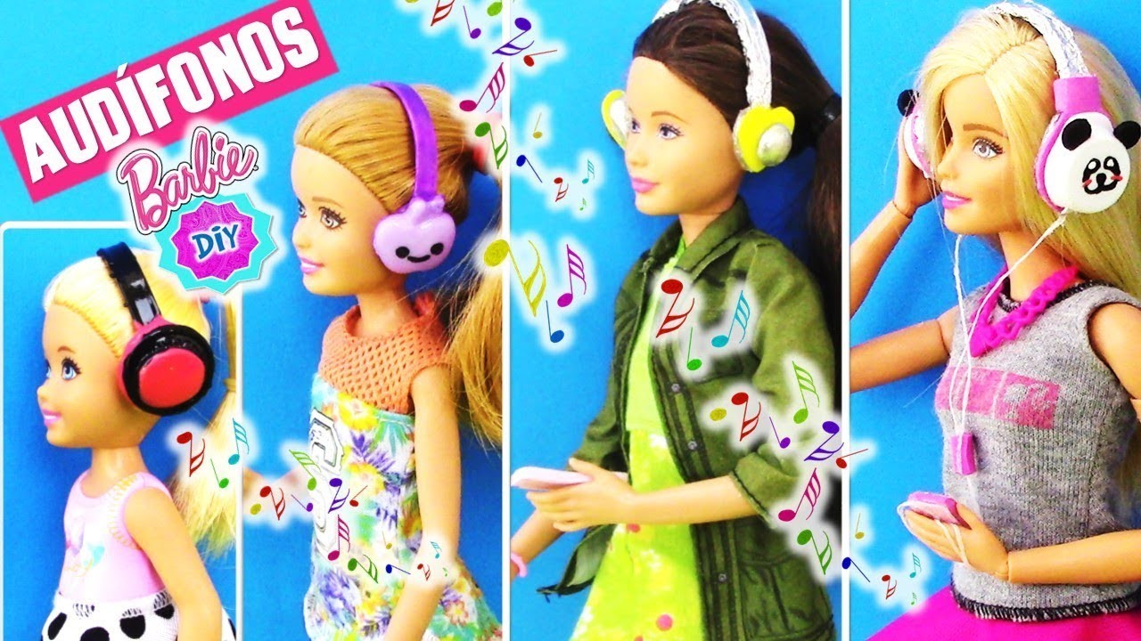Como hacer AUDÍFONOS. Auriculares KAWAII para Todas tus MUÑECAS Barbie  MUY FACIL Reciclados!