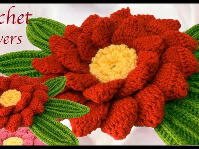 Como hacer flores gigantes en 3D de 24 pétalos tejidas a Crochet tejido tallermanualperu