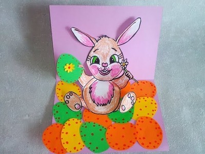 Como hacer tarjetas 3D "Conejo de Pascua"  Manualidades de papel